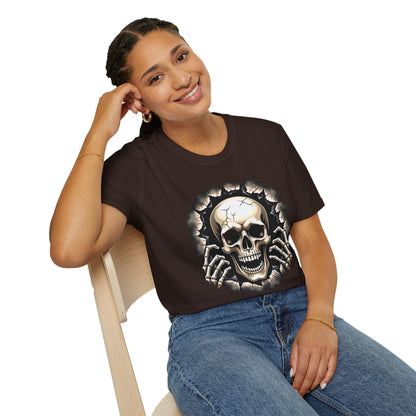 Skull Ripping Through T‑Shirt — Horror Metal Graphic Tee