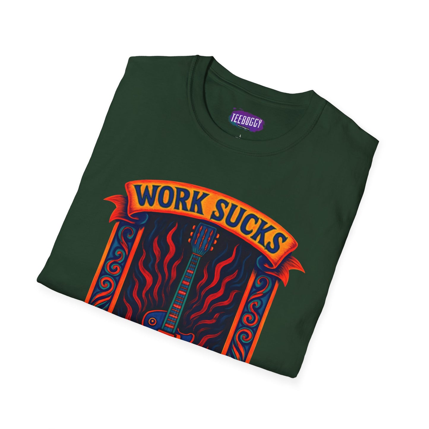 Rock Guitar T-Shirt - Work Sucks, Let's Rock