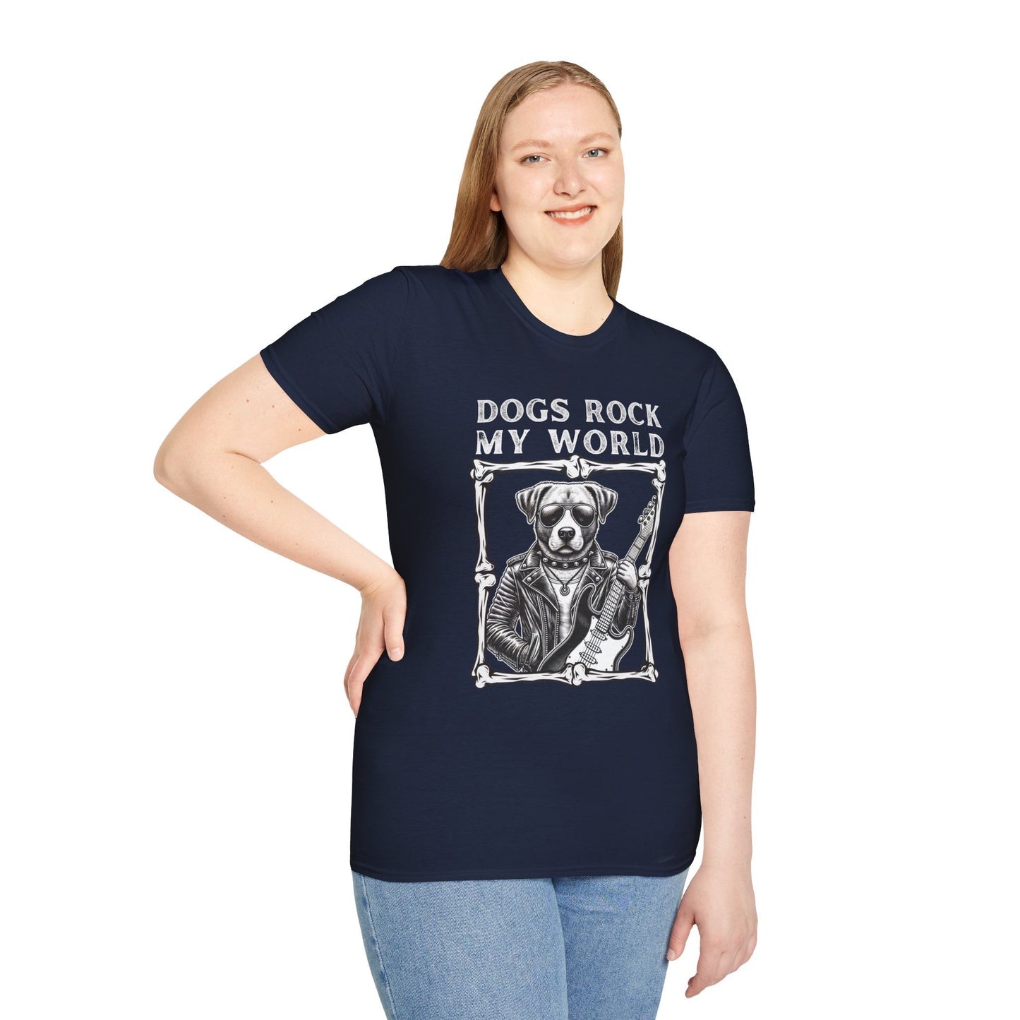 Dogs Rock My World, T-Shirt — Rock & Roll Dog Graphic Tee