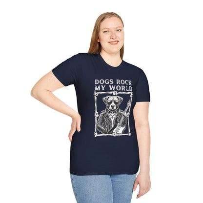 Dogs Rock My World, T-Shirt — Rock & Roll Dog Graphic Tee