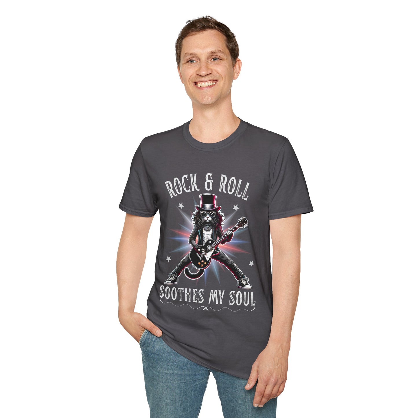 Rocker Cat T-Shirt, Rock & Roll, Soothes My Soul Design