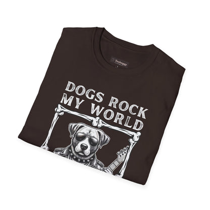 Dogs Rock My World, T-Shirt — Rock & Roll Dog Graphic Tee
