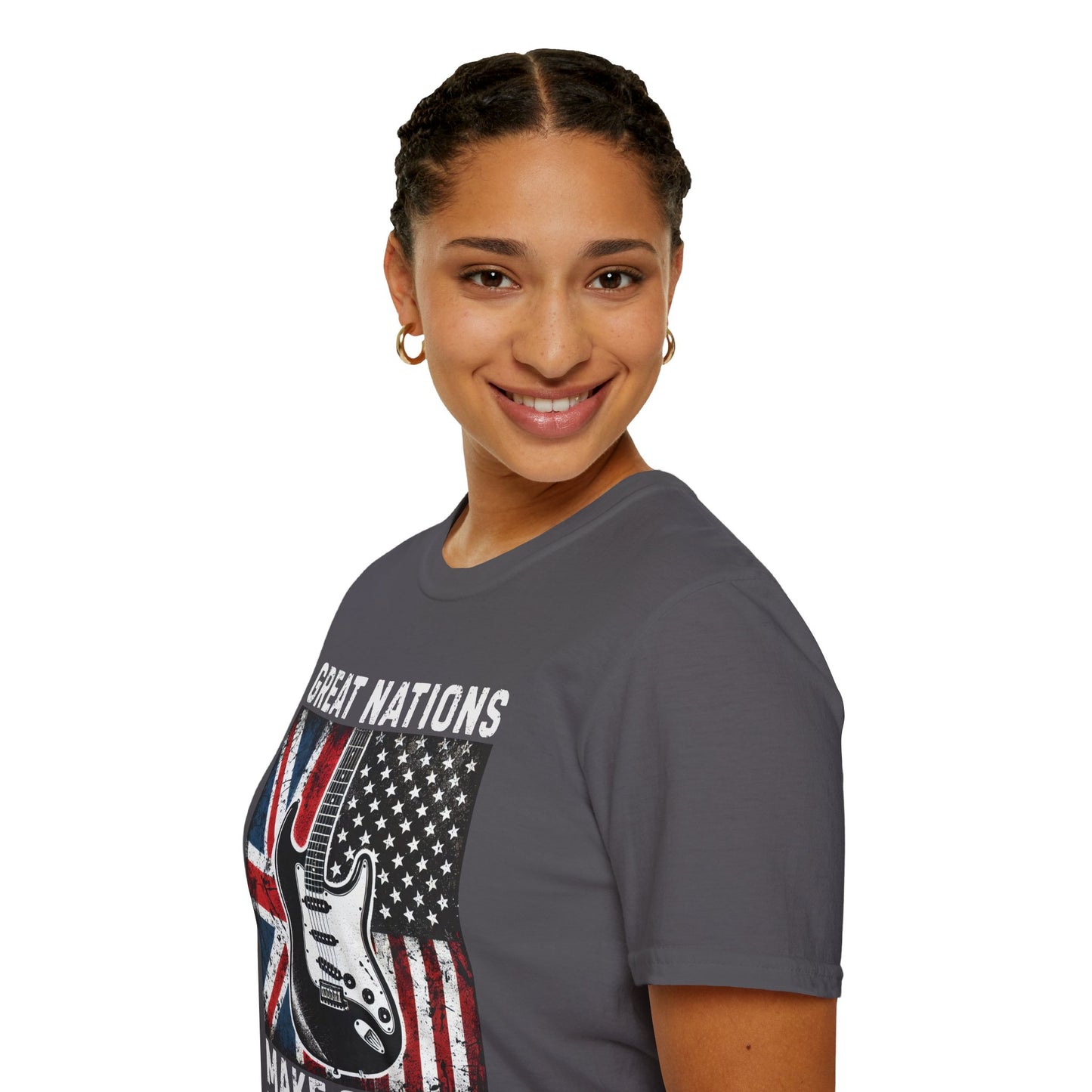 Graphic T-Shirt - UK & USA Flags - Great Nations Make Great Music
