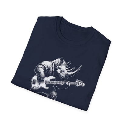 Heavy Bass Addiction T-Shirt — Rhino Playing Bass for Bassists & Music Lovers