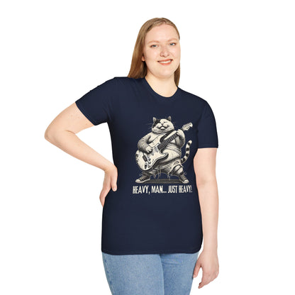Funny Rocker Fat Cat T-Shirt – “Heavy Man… Just Heavy!”