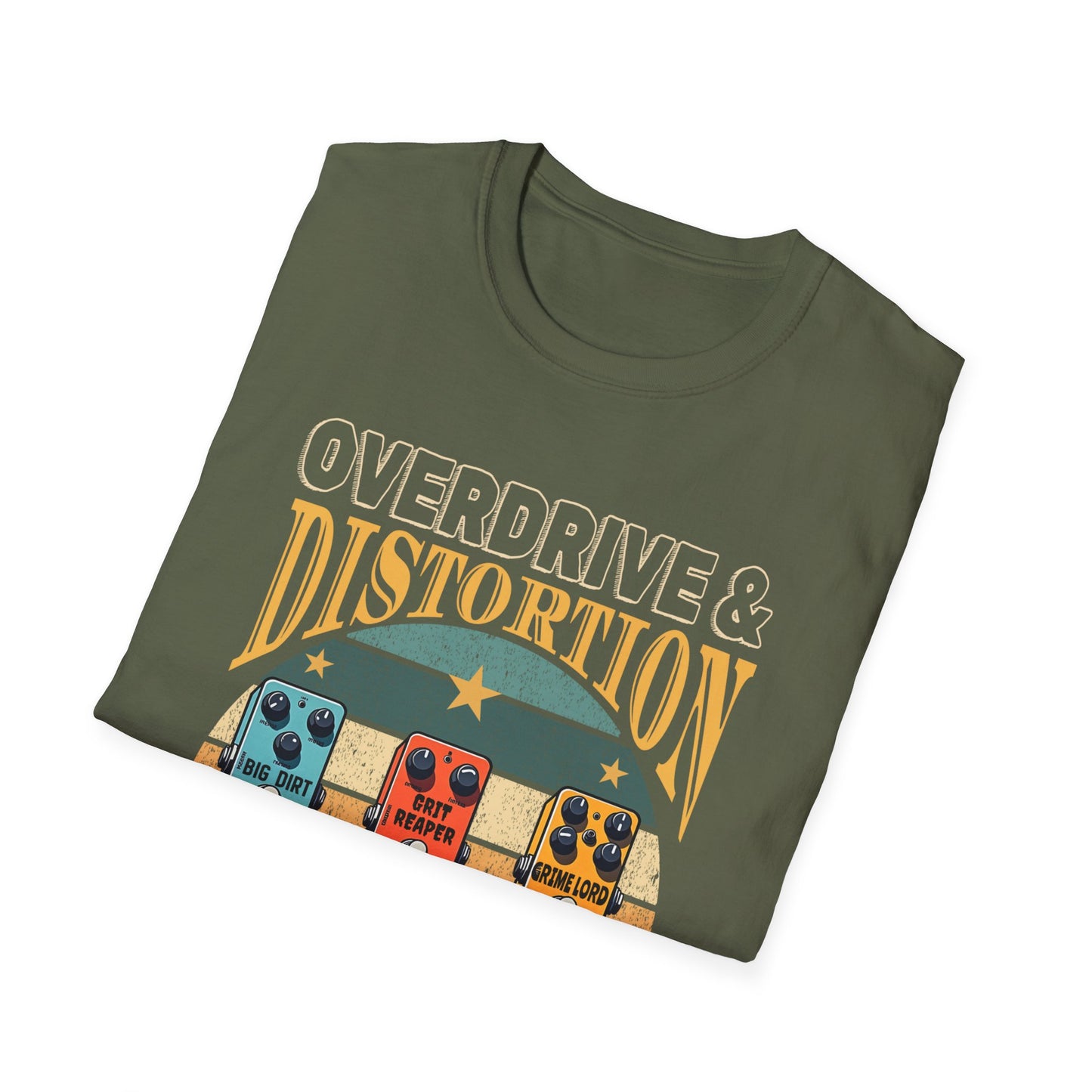 Guitar Pedals T-Shirt — "Overdrive and Distortion, Guitar Heaven"
