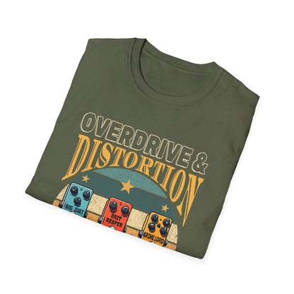 Guitar Pedals T-Shirt — "Overdrive and Distortion, Guitar Heaven"