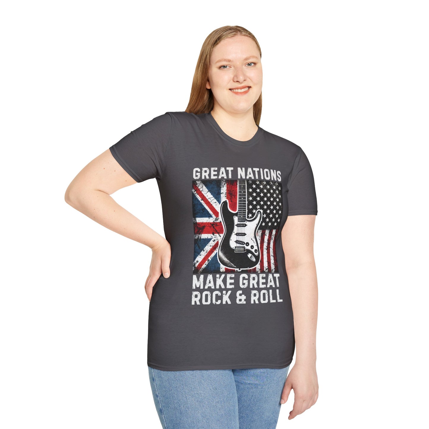 Graphic T-Shirt - UK & USA Flags - Great Nations Make Great Music