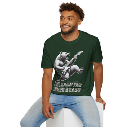Graphic Tee Unleash the Inner Beast Grizzly Bear Rock Guitar T-Shirt