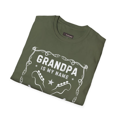 Grandpa Is My Name, Bass Guitar Is My Game T-Shirt — Bassist Grandpa Tee