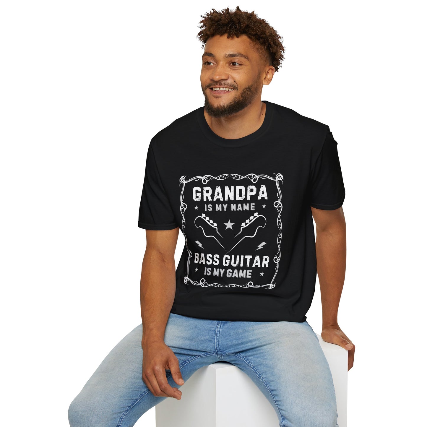 Grandpa Is My Name, Bass Guitar Is My Game T-Shirt — Bassist Grandpa Tee
