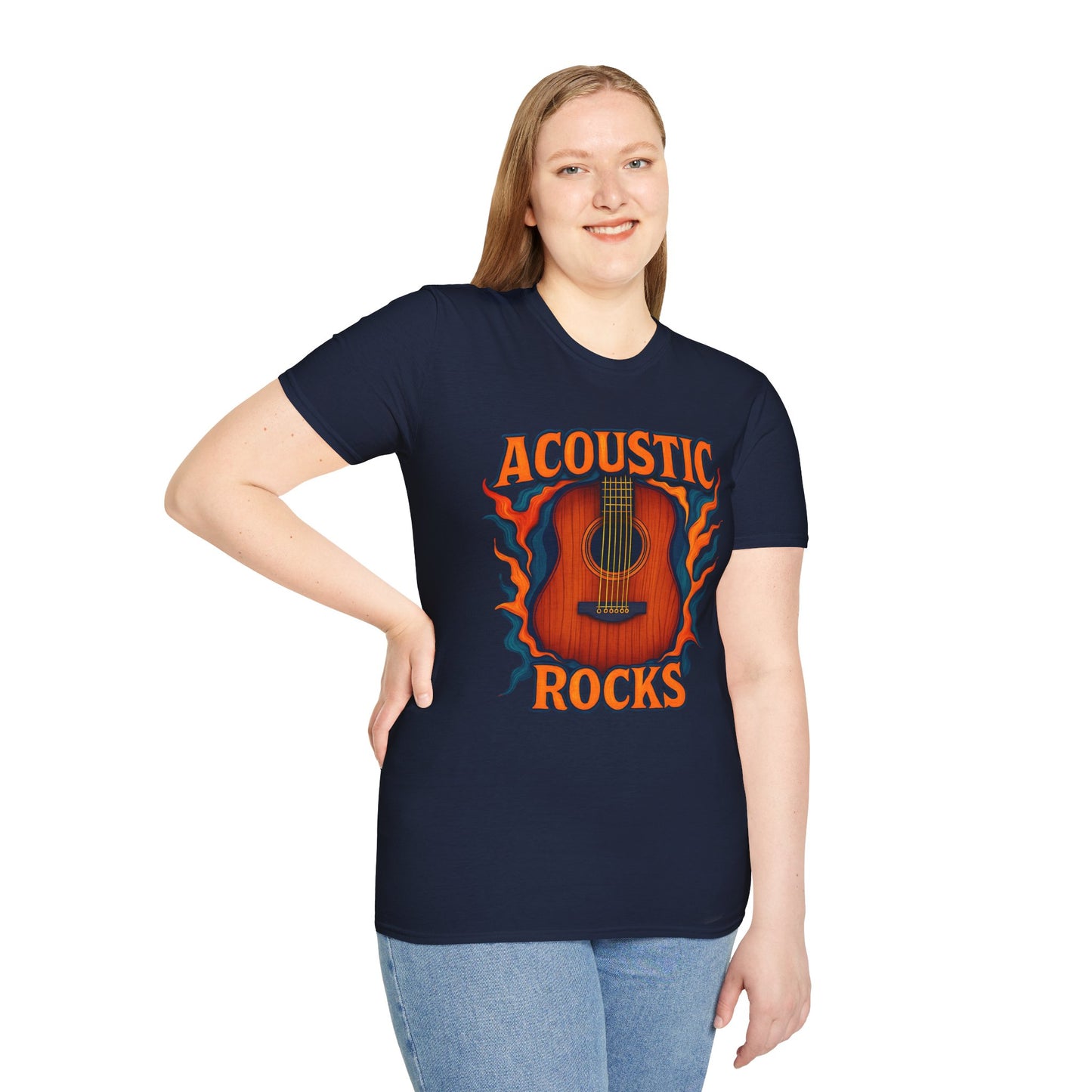 Acoustic Guitar T-Shirt — "Acoustic Rocks" Folk & Rock Tee