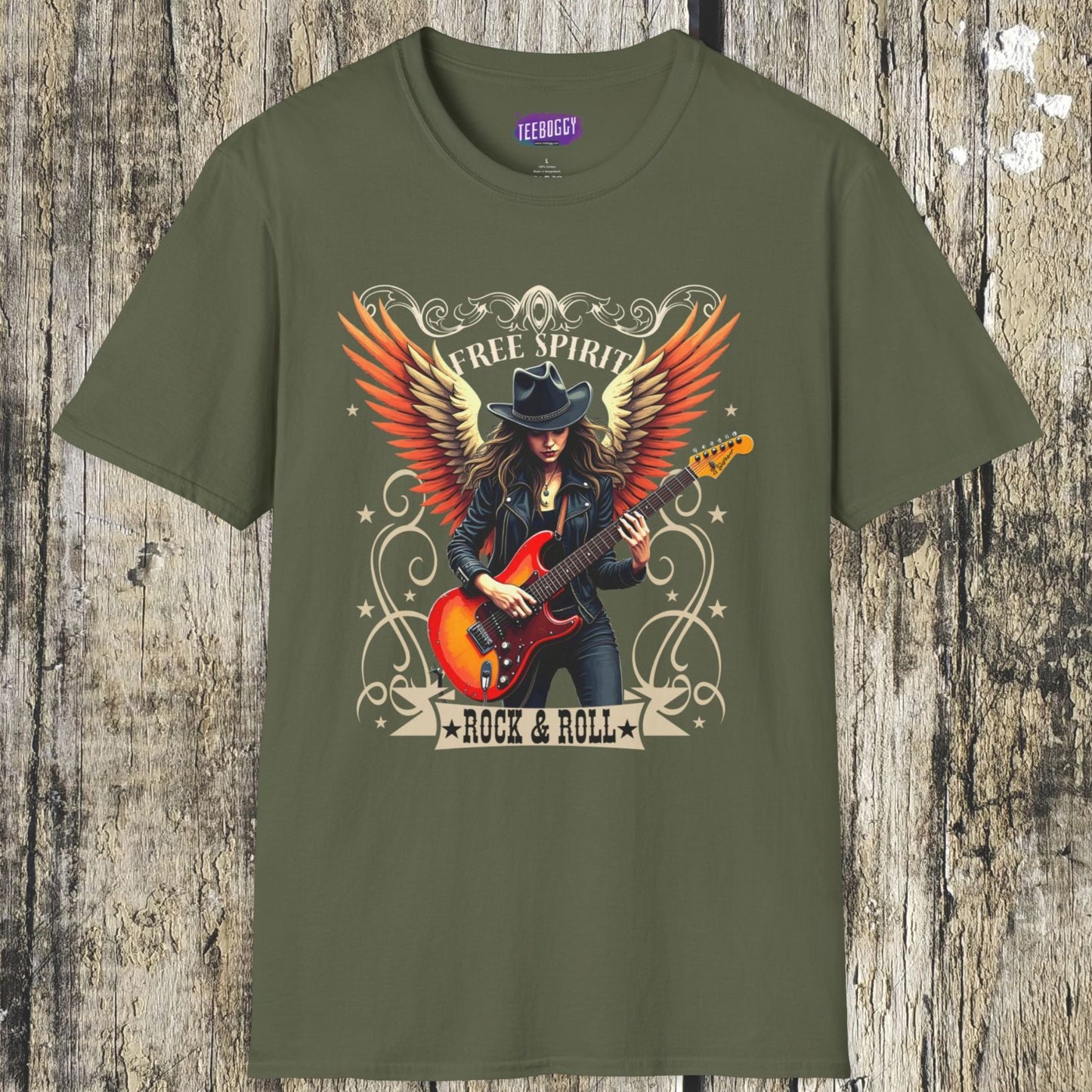 Rock & Roll Winged Guitar Girl T-Shirt