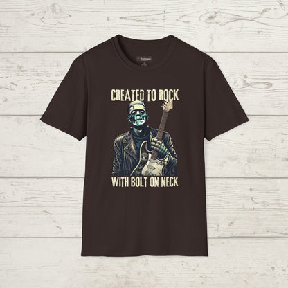Crafted To Rock, With Bolt-on Neck, Frankenstein With Guitar, T-Shirt.