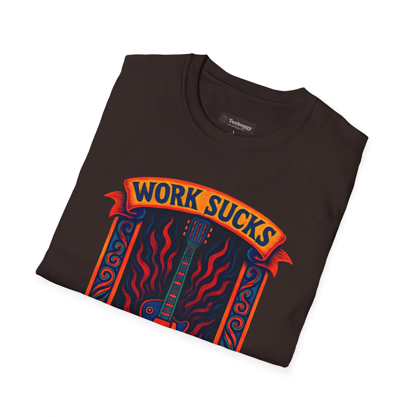 Work Sucks, Let’s Rock T-Shirt — Rock Guitar Graphic Tee