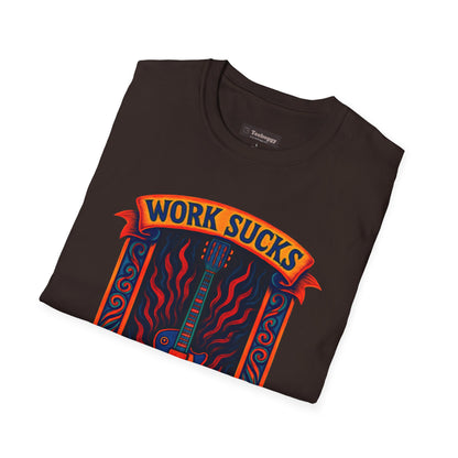 Work Sucks, Let’s Rock T-Shirt — Rock Guitar Graphic Tee