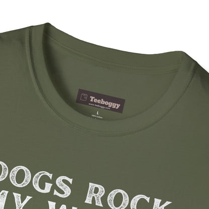 Dogs Rock My World, T-Shirt — Rock & Roll Dog Graphic Tee