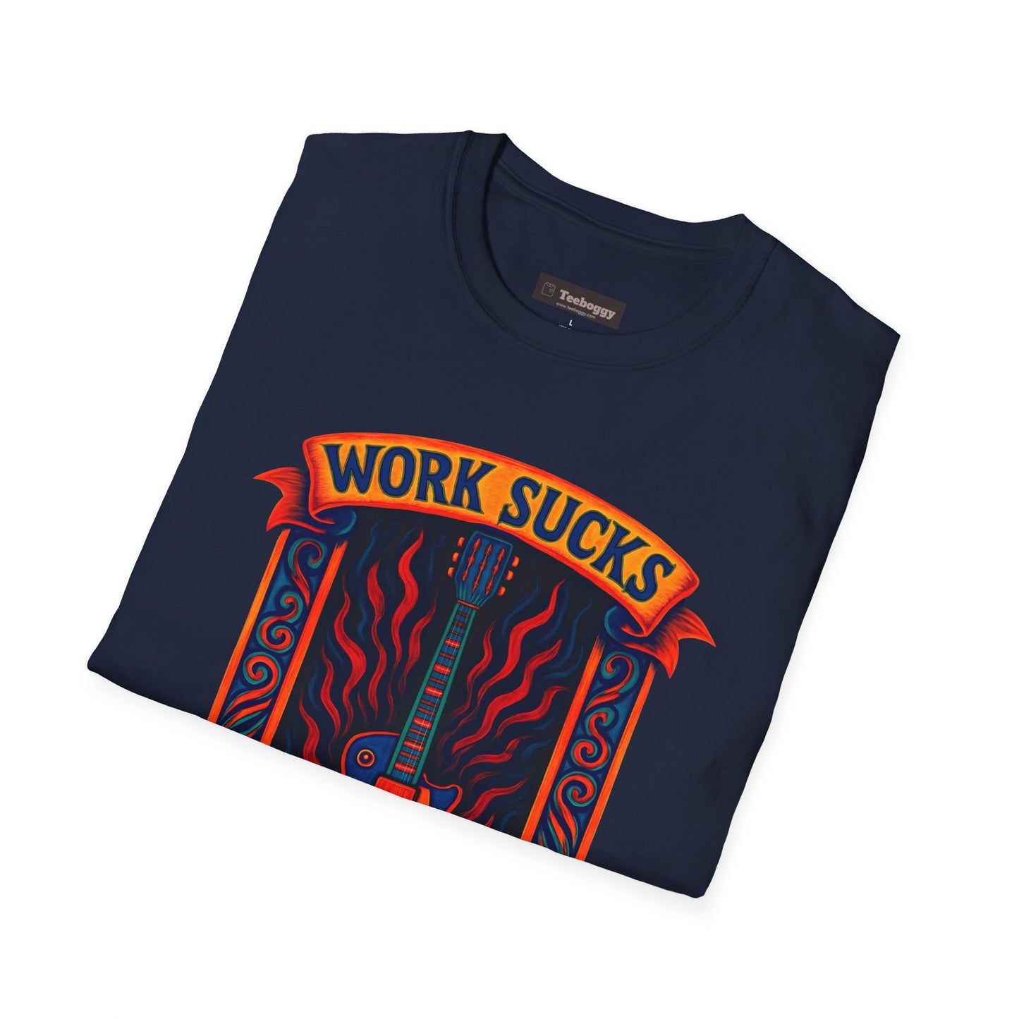 Work Sucks, Let’s Rock T-Shirt — Rock Guitar Graphic Tee
