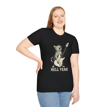 Cat Rocking-Out With Guitar, Hell Yeah!, T-Shirt.