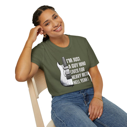 I'm Just A Guy Who Lives For Heavy Metal T-Shirt — Rock Guitar Graphic Tee