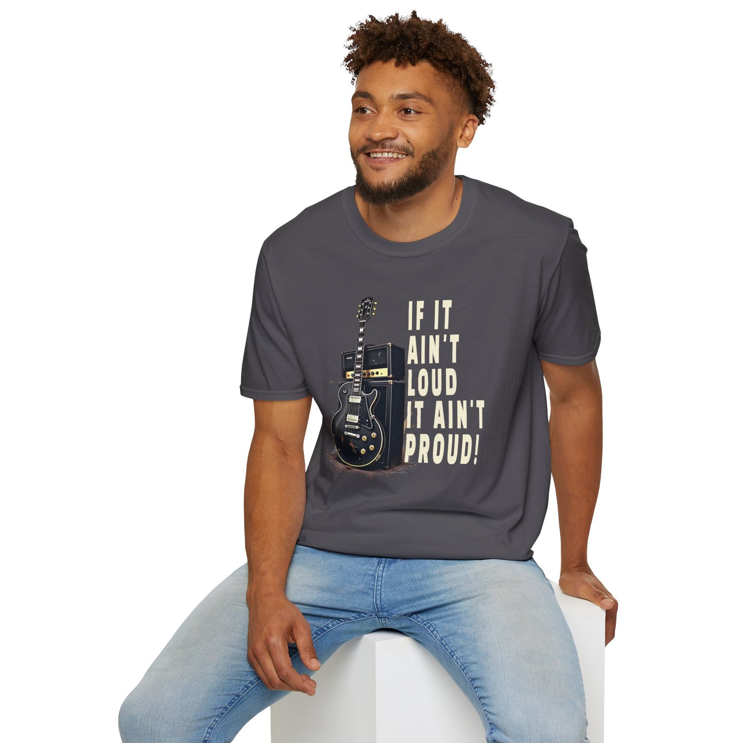 Guitar Amp Image and Slogan Unisex Softstyle T-Shirt