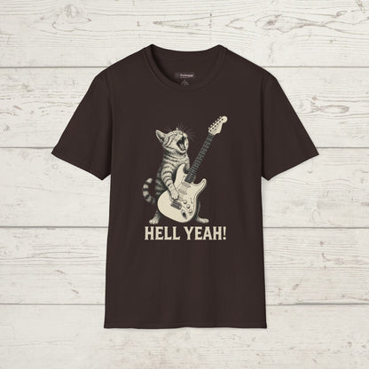 Cat Rocking-Out With Guitar, Hell Yeah!, T-Shirt.