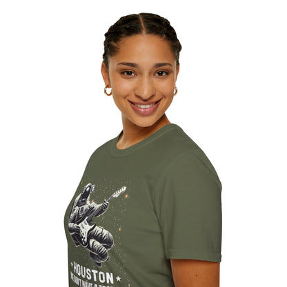Astronaut Playing Guitar T-Shirt — "Houston, We Don't Have a Problem!"