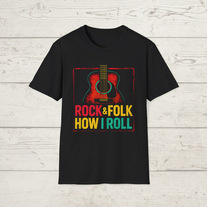 Rock & Folk How I Roll T-Shirt — Acoustic Guitar Music Tee