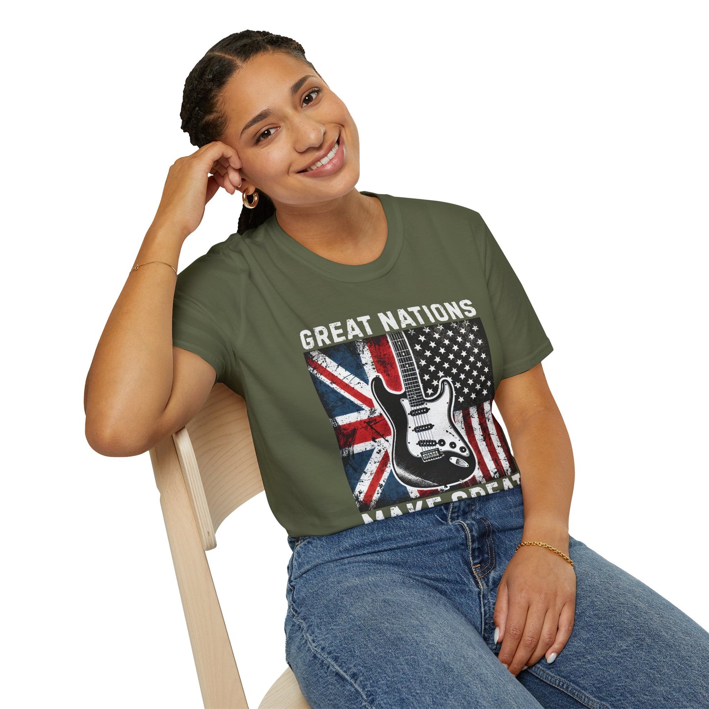 Graphic T-Shirt - UK & USA Flags - Great Nations Make Great Music