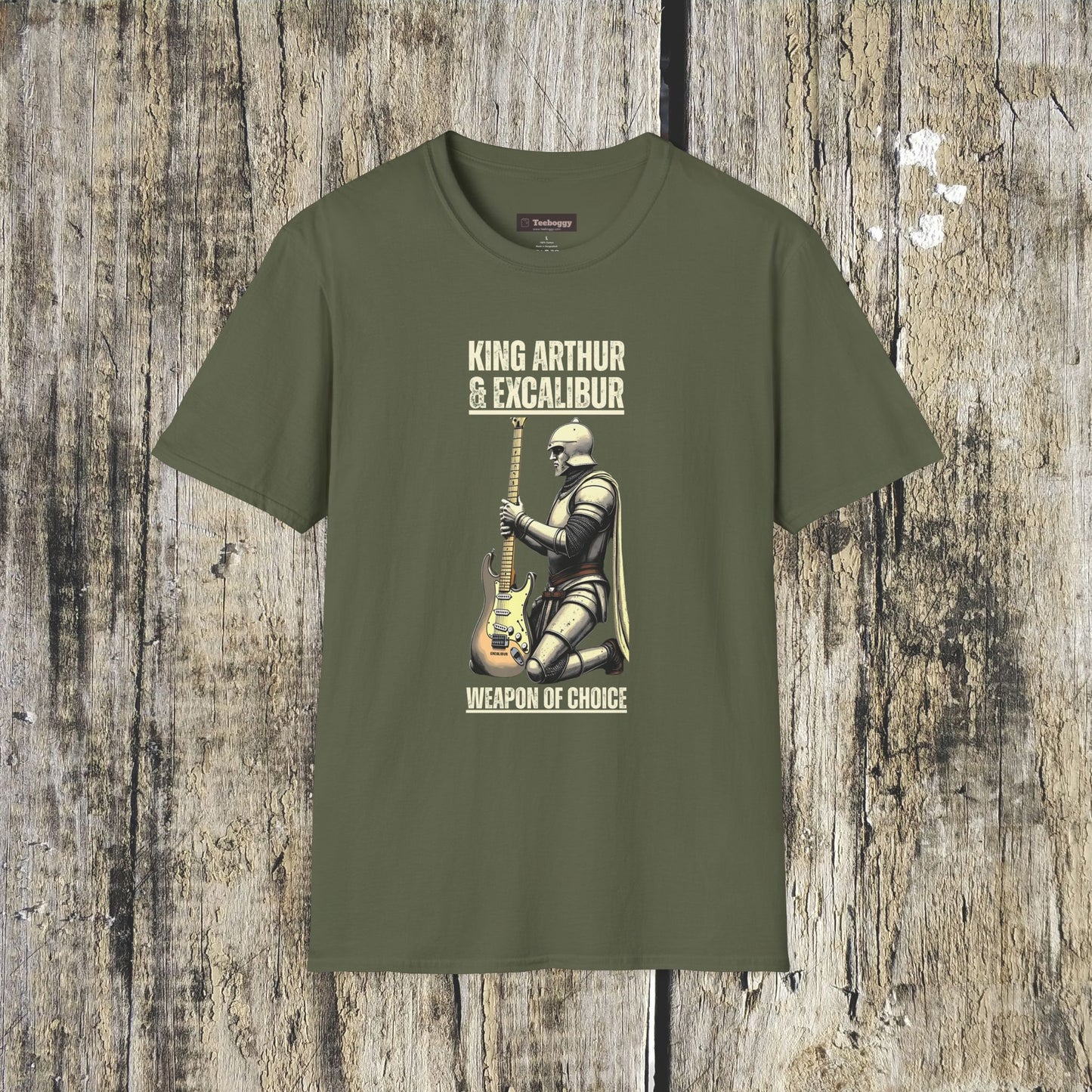 King Arthur Guitar Tee — Excalibur Rock T-Shirt