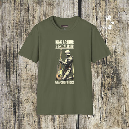 King Arthur Guitar Tee — Excalibur Rock T-Shirt