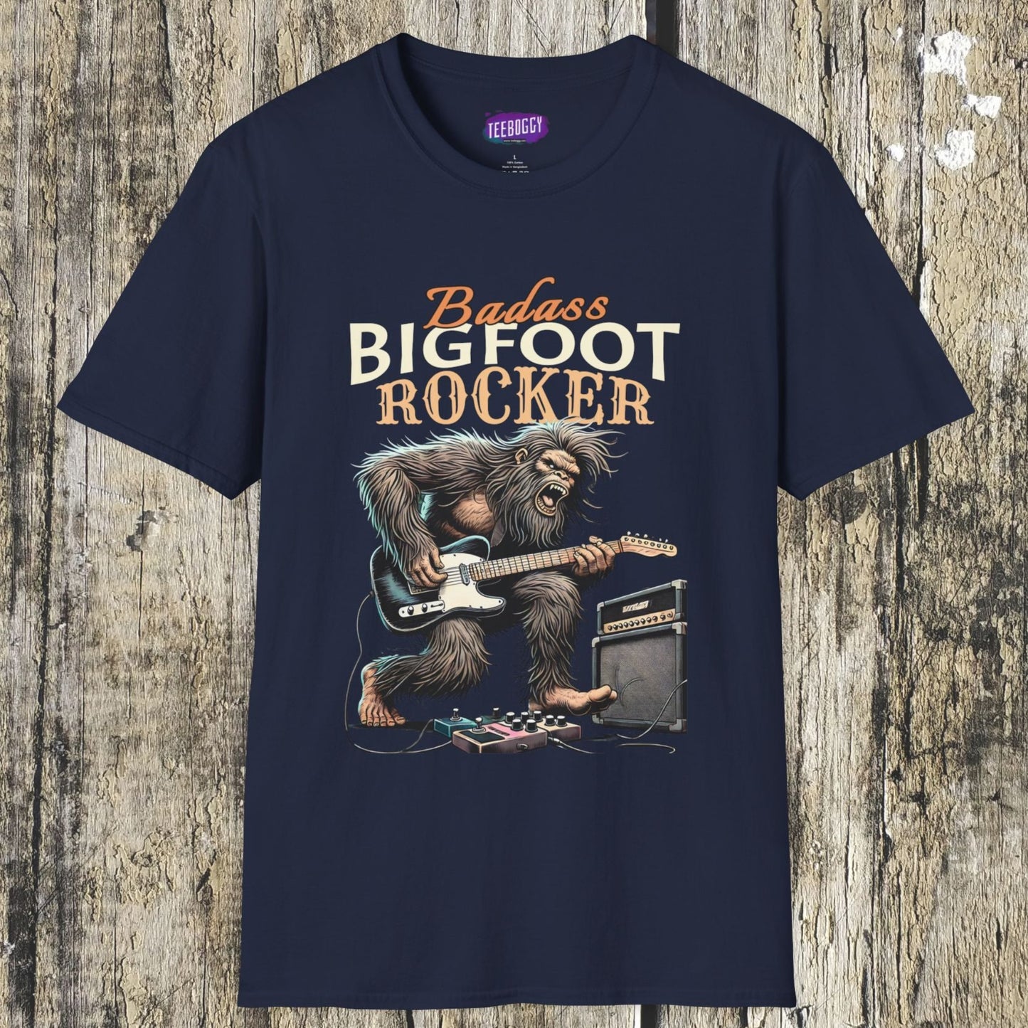 Sasquatch Rocker T-Shirt - Badass Bigfoot Guitar Tee